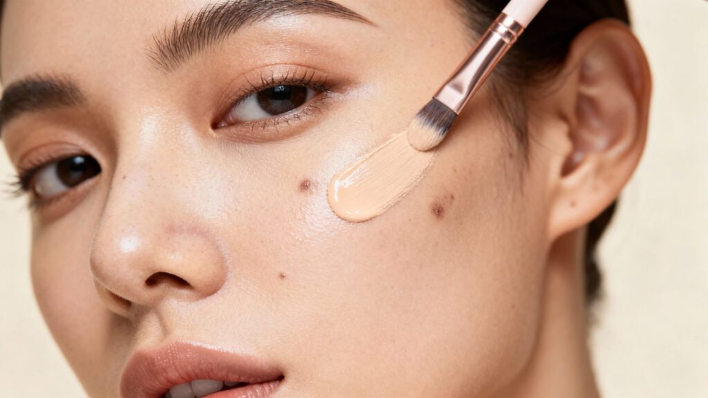 Applying concealer under eyes and on blemishes