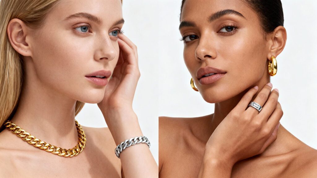 Gold vs silver jewelry test to identify skin undertone