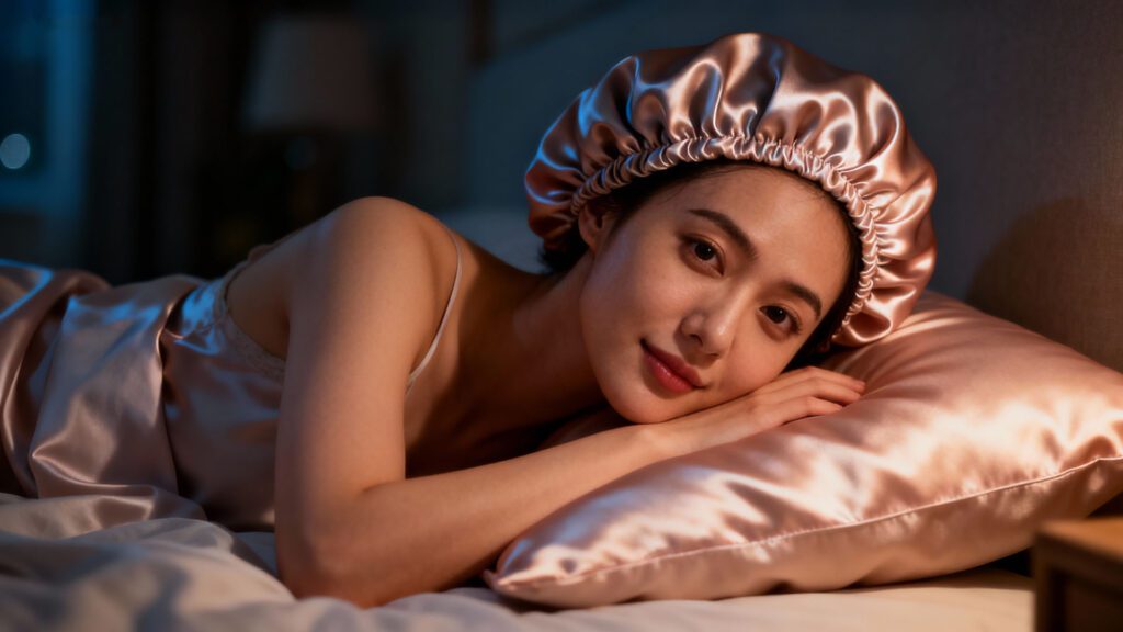 Night hair care routine to protect dry hair and retain moisture