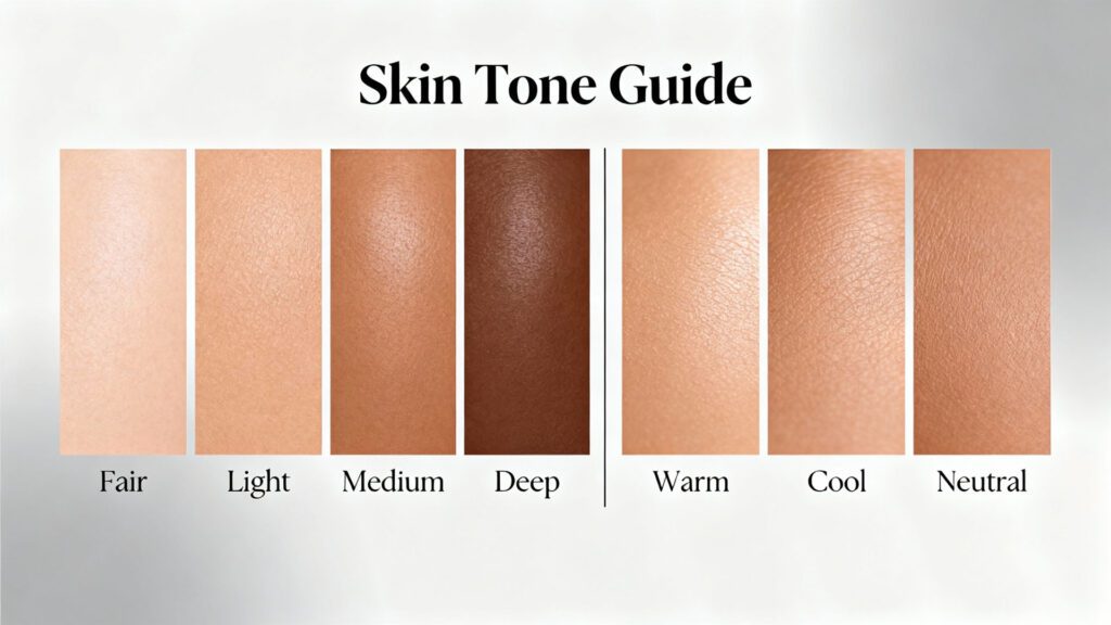 Difference between skin tone and undertone explained visually