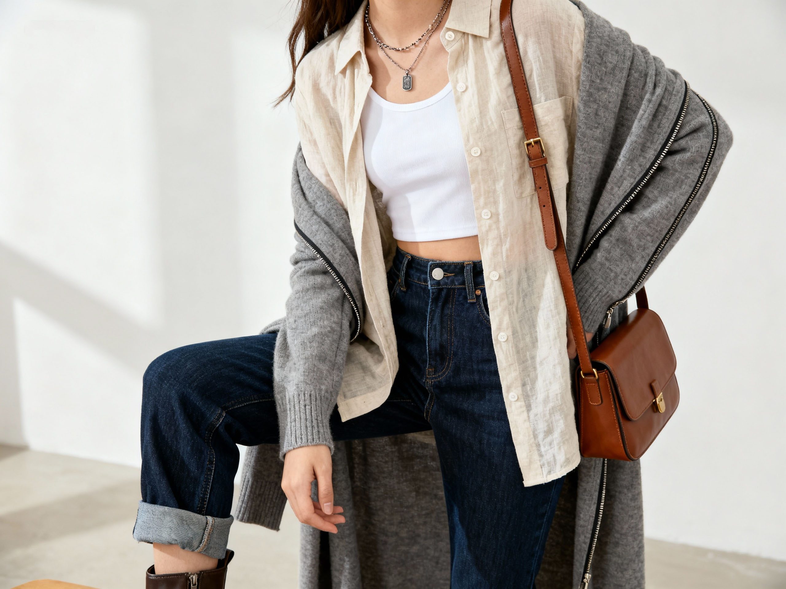 Layering outfits adaptable to different seasons