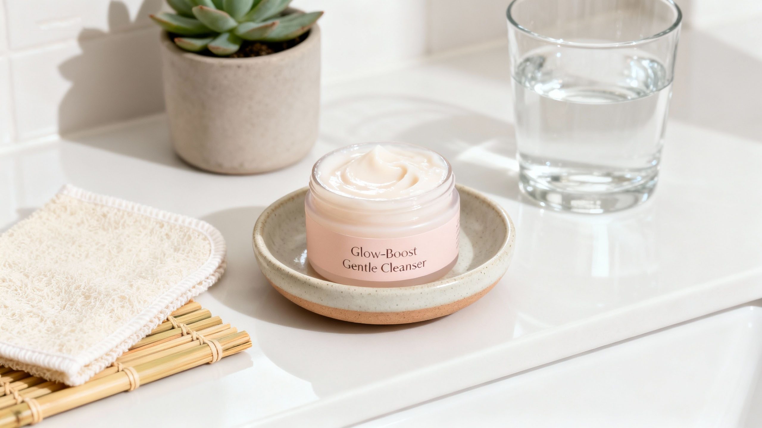 Gentle cleansing routine supporting a healthy natural glow