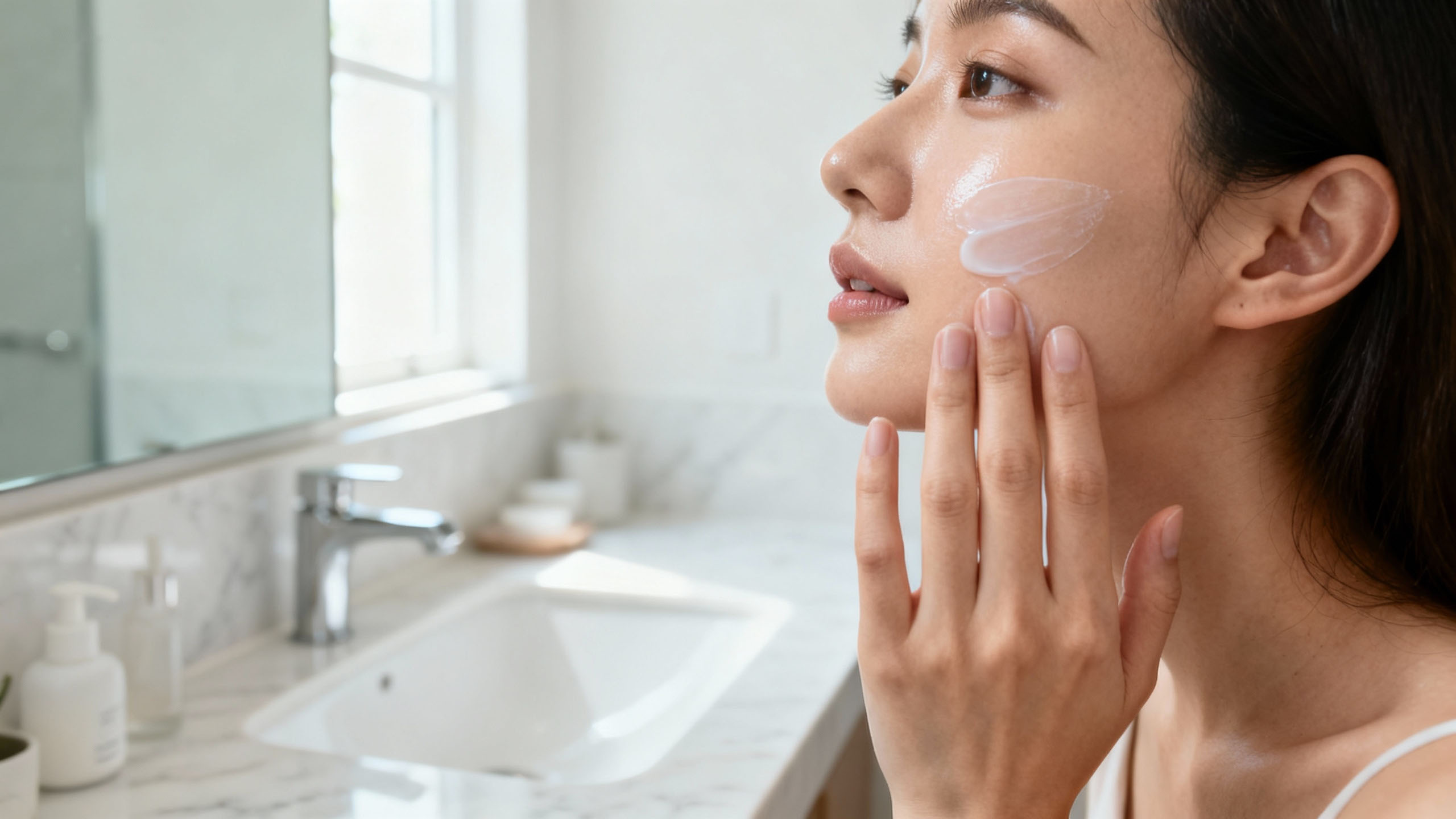 Skin preparation routine for combination skin before makeup