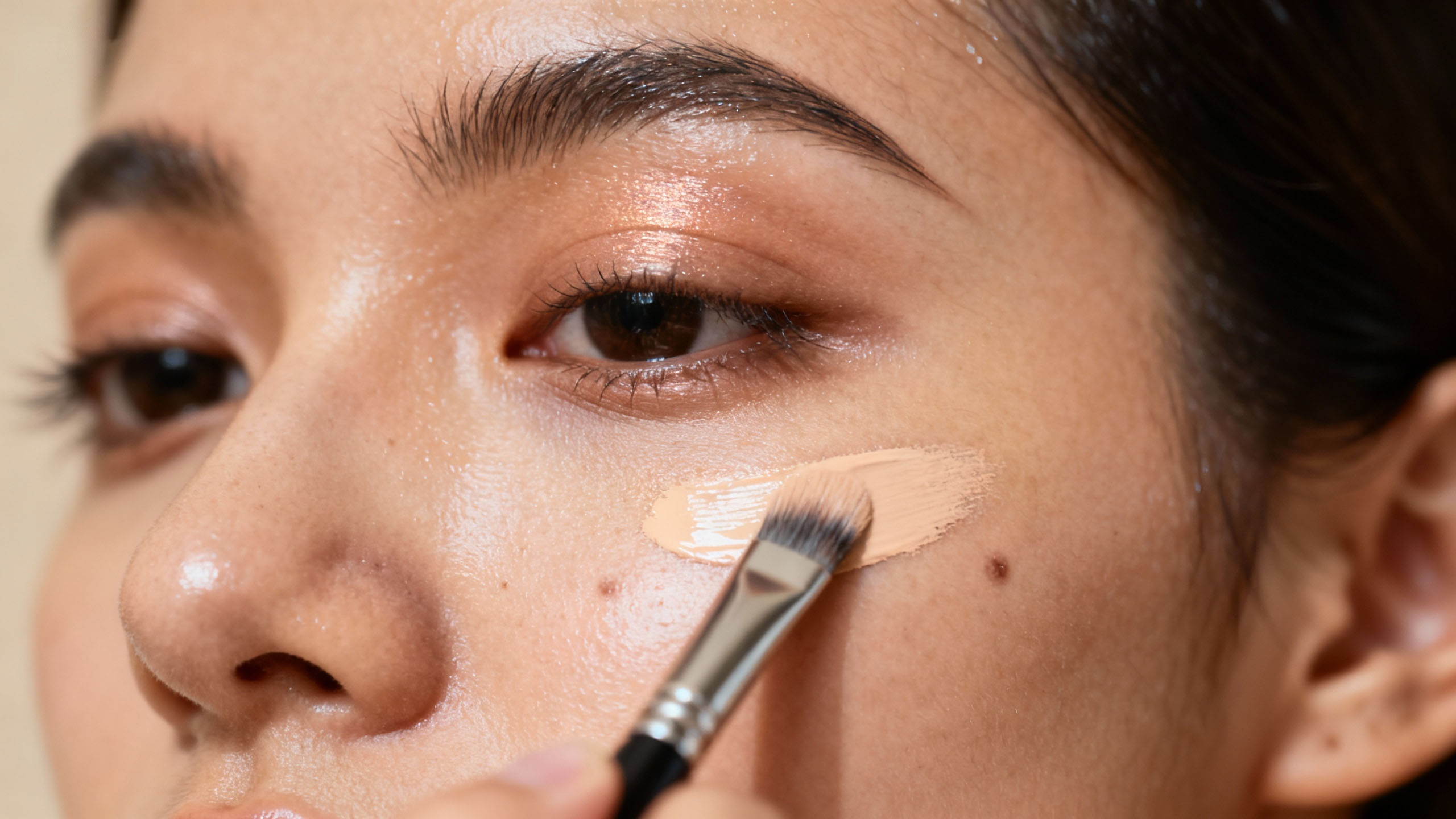 Applying concealer strategically on oily skin