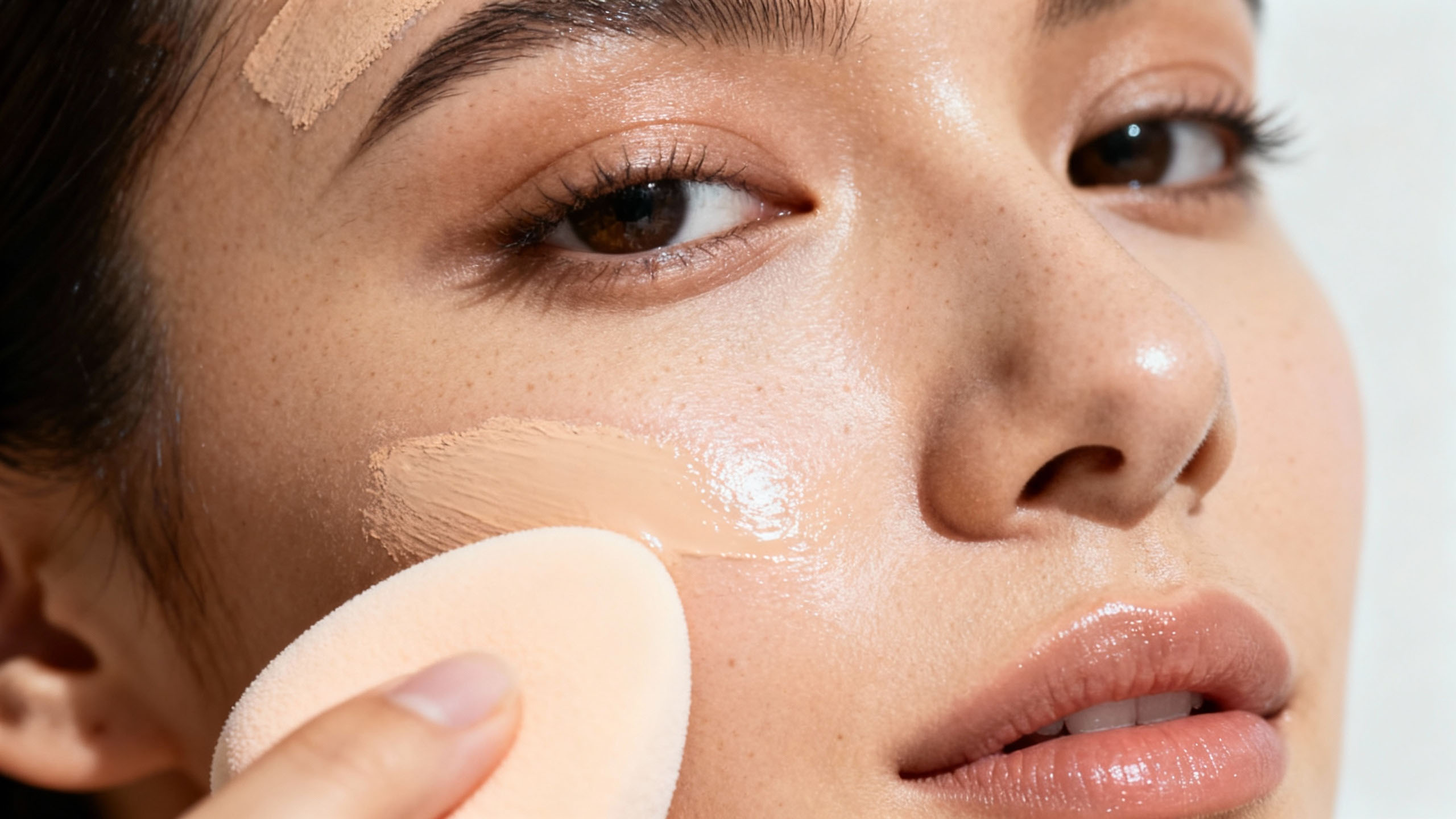 Applying foundation strategically on combination skin