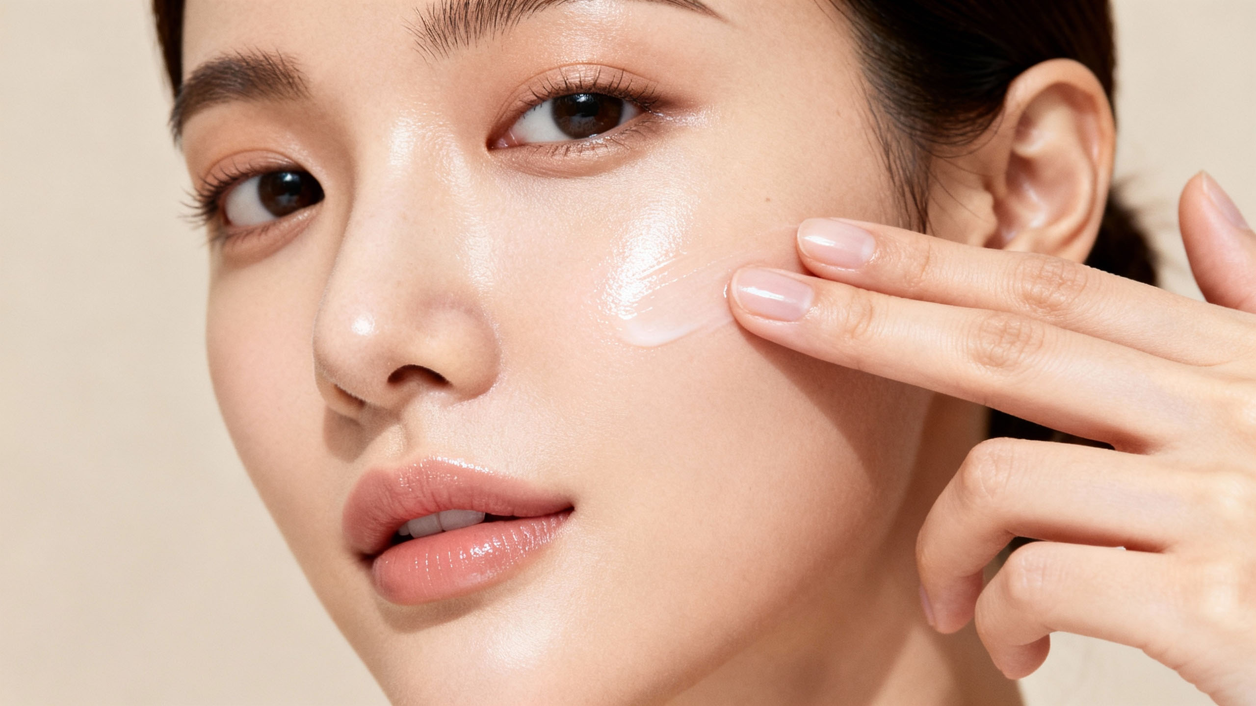 Applying hydrating primer on dry skin