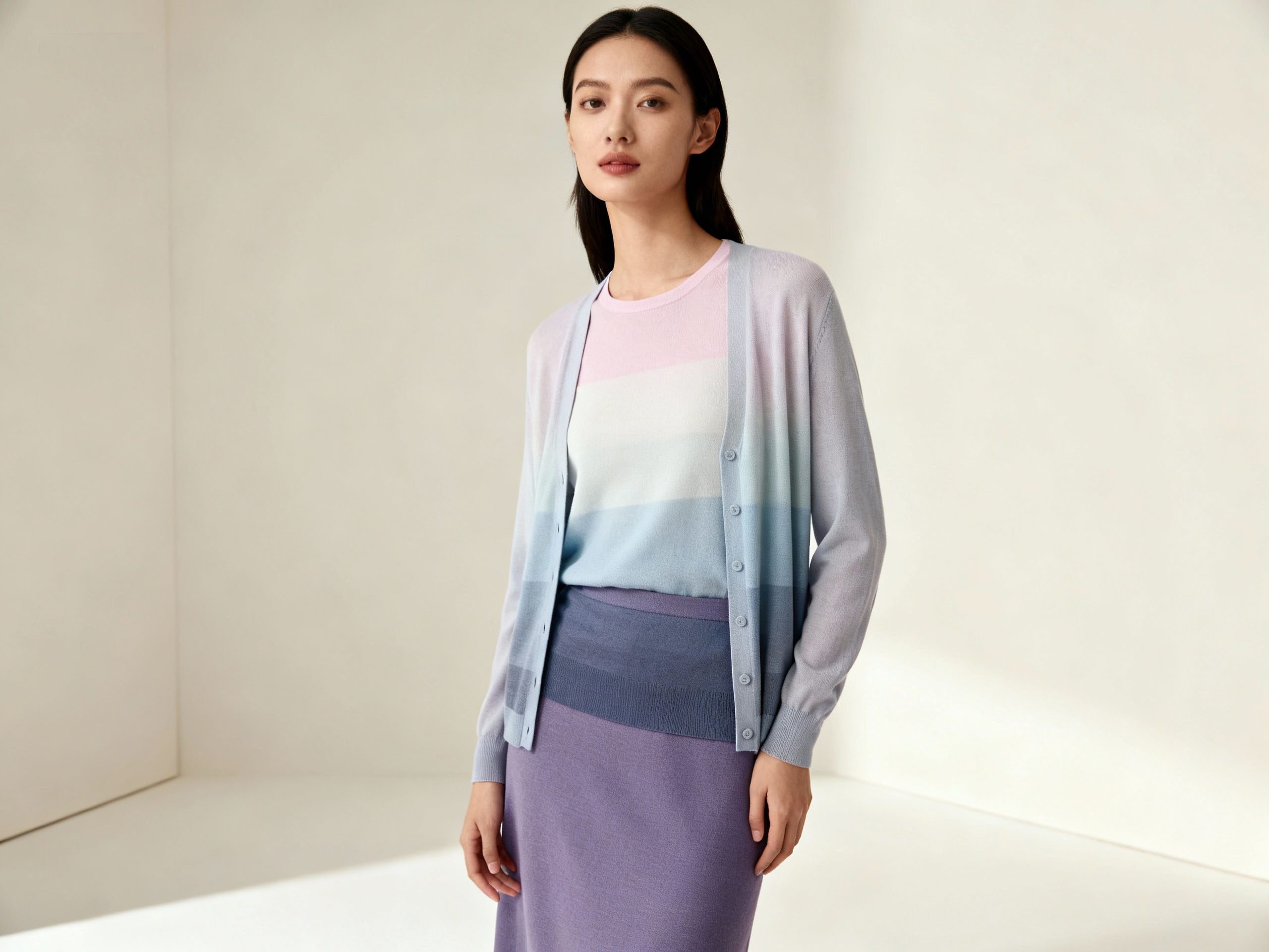 Outfit using different shades of the same color