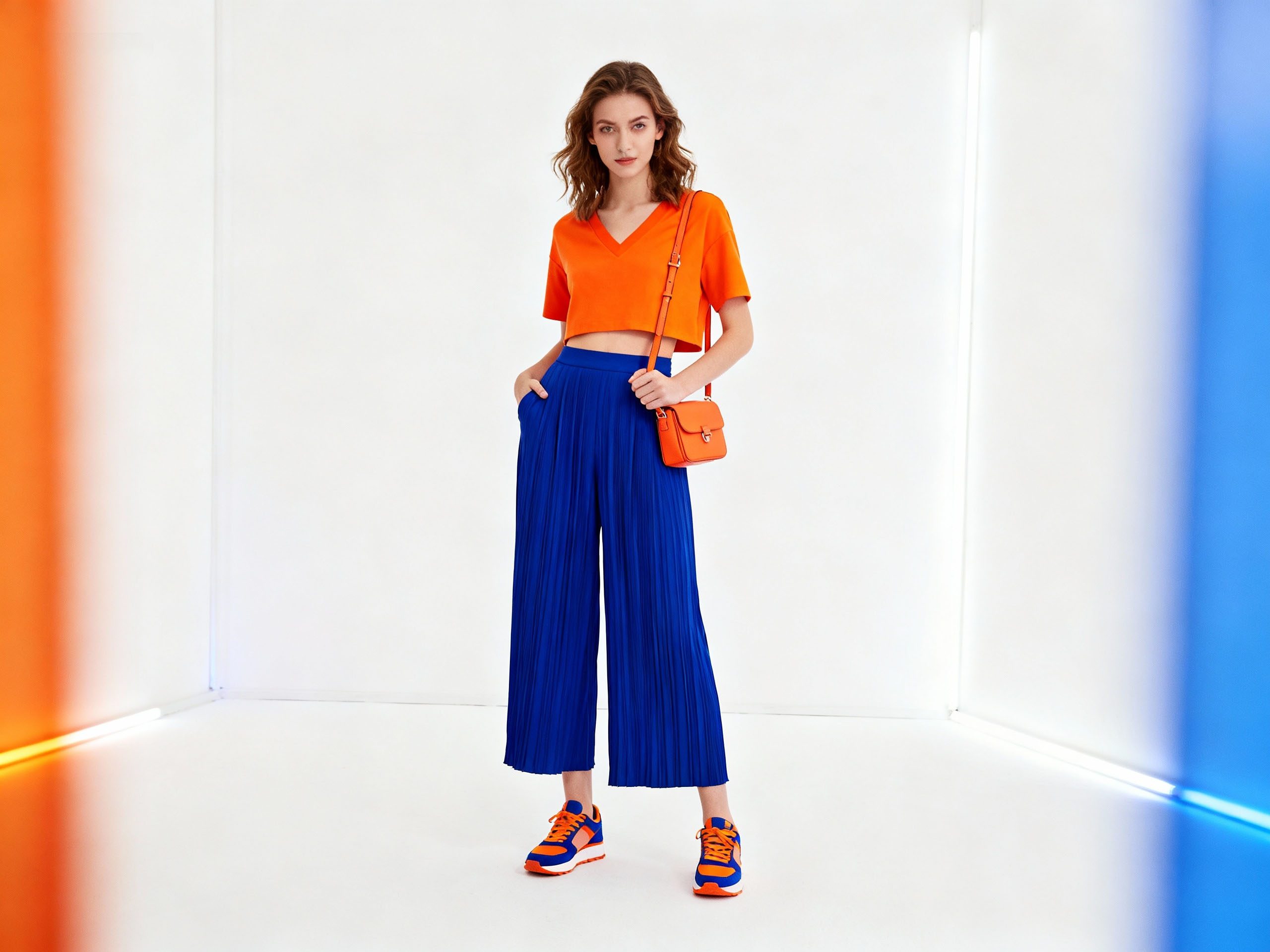 Outfit using opposite colors from the color wheel