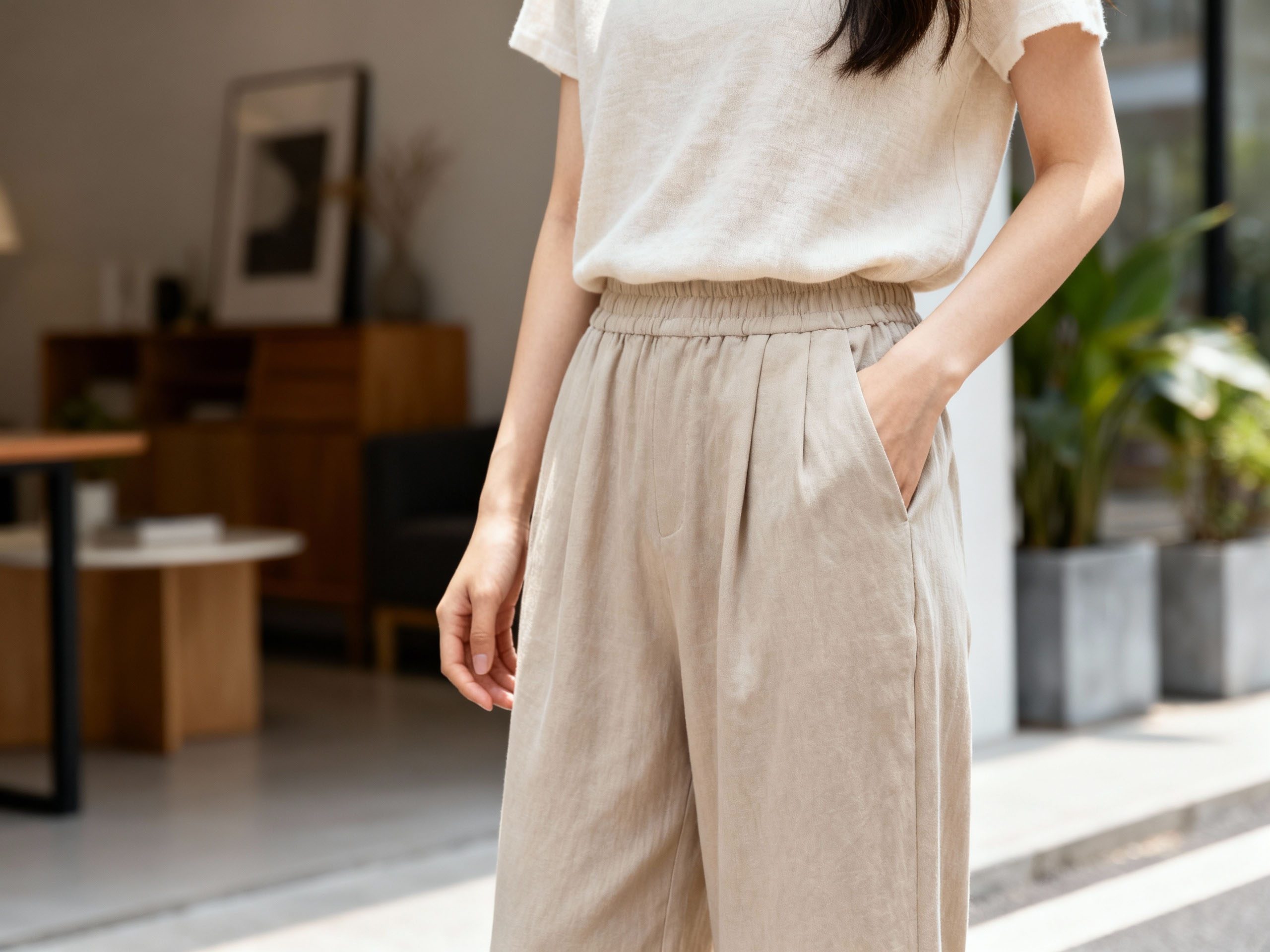 Relaxed casual trousers styled comfortably