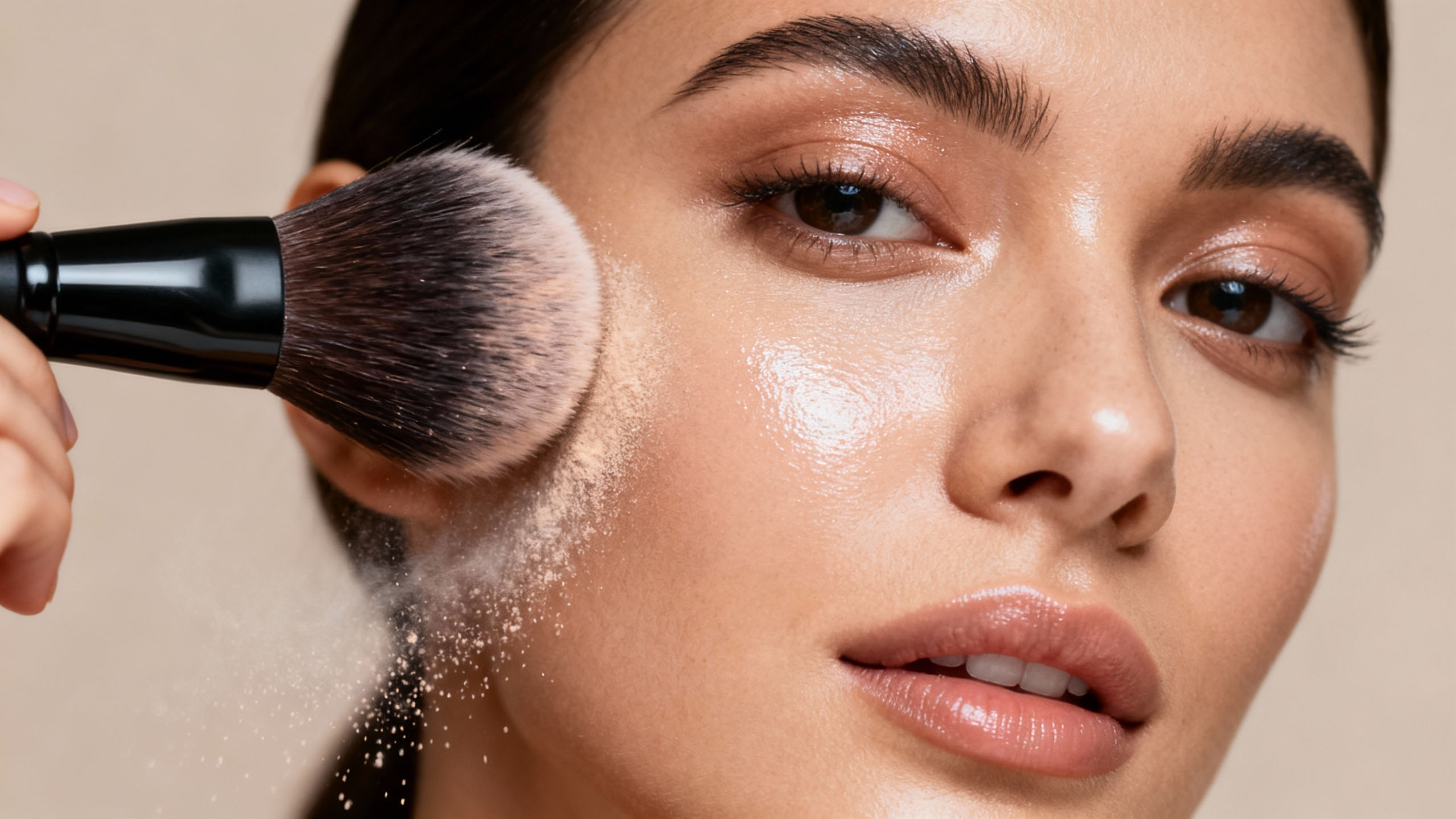 Setting foundation with powder for oily skin