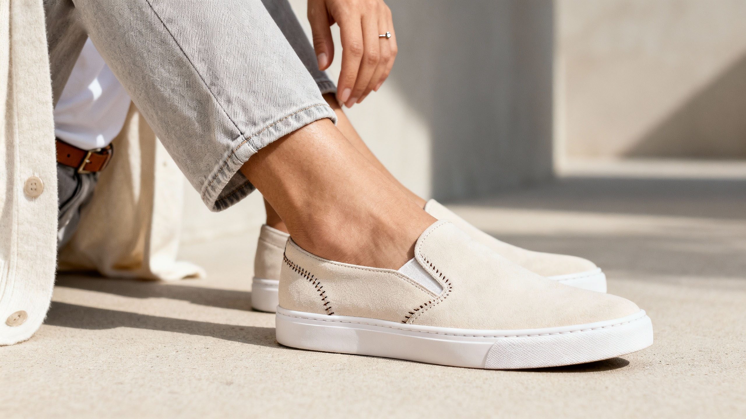 Clean casual shoes elevating a simple outfit