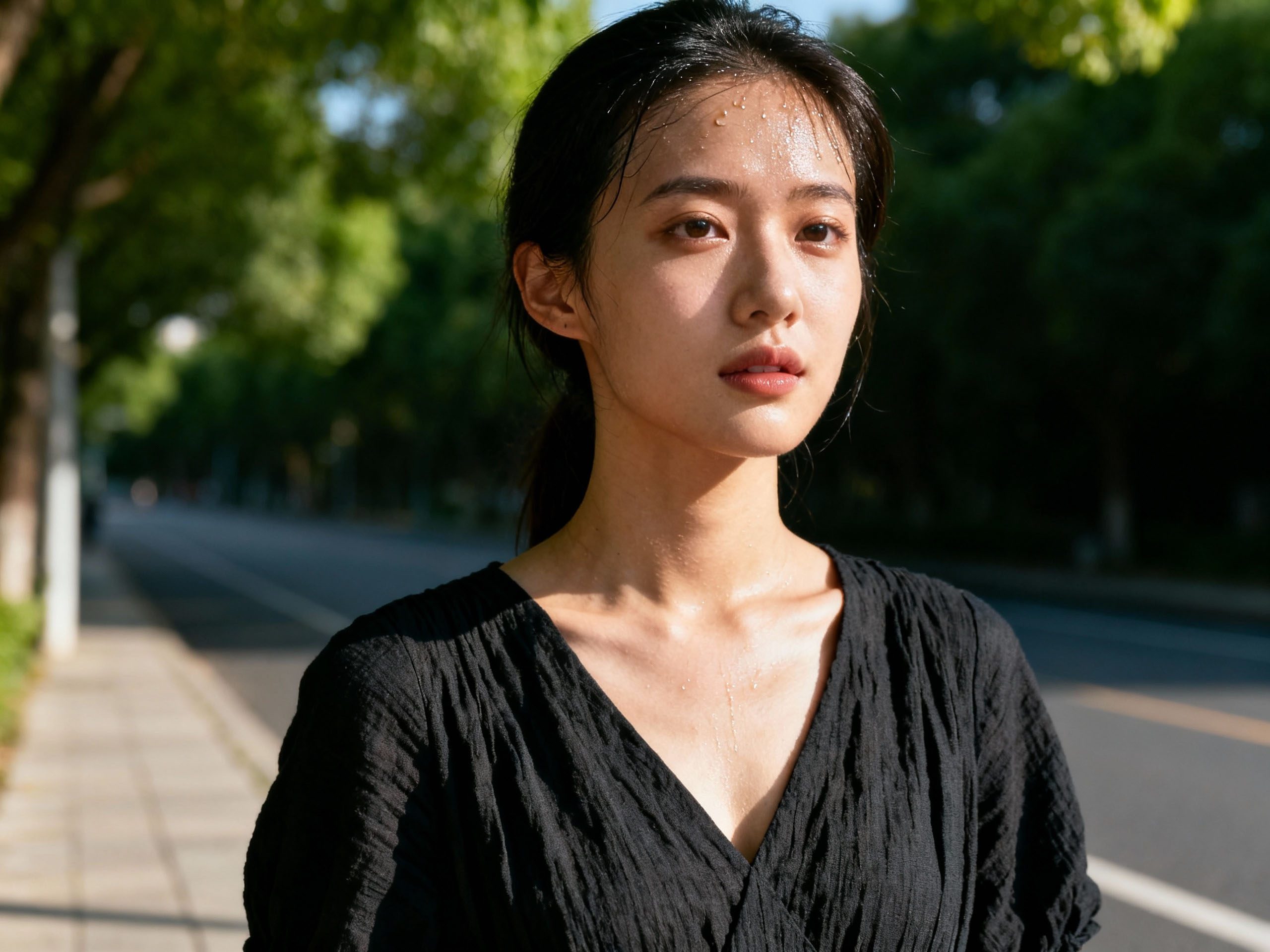 Dark colors absorbing heat in summer outfits