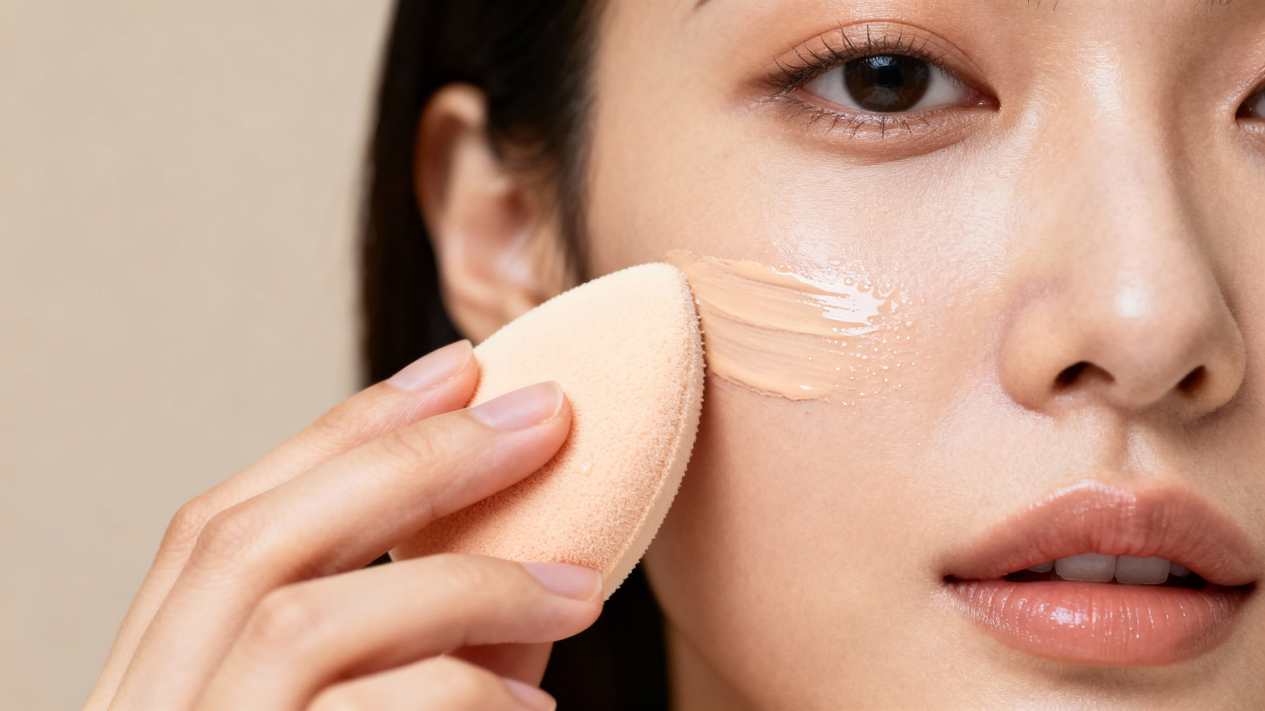 Applying foundation in thin layers for oily skin