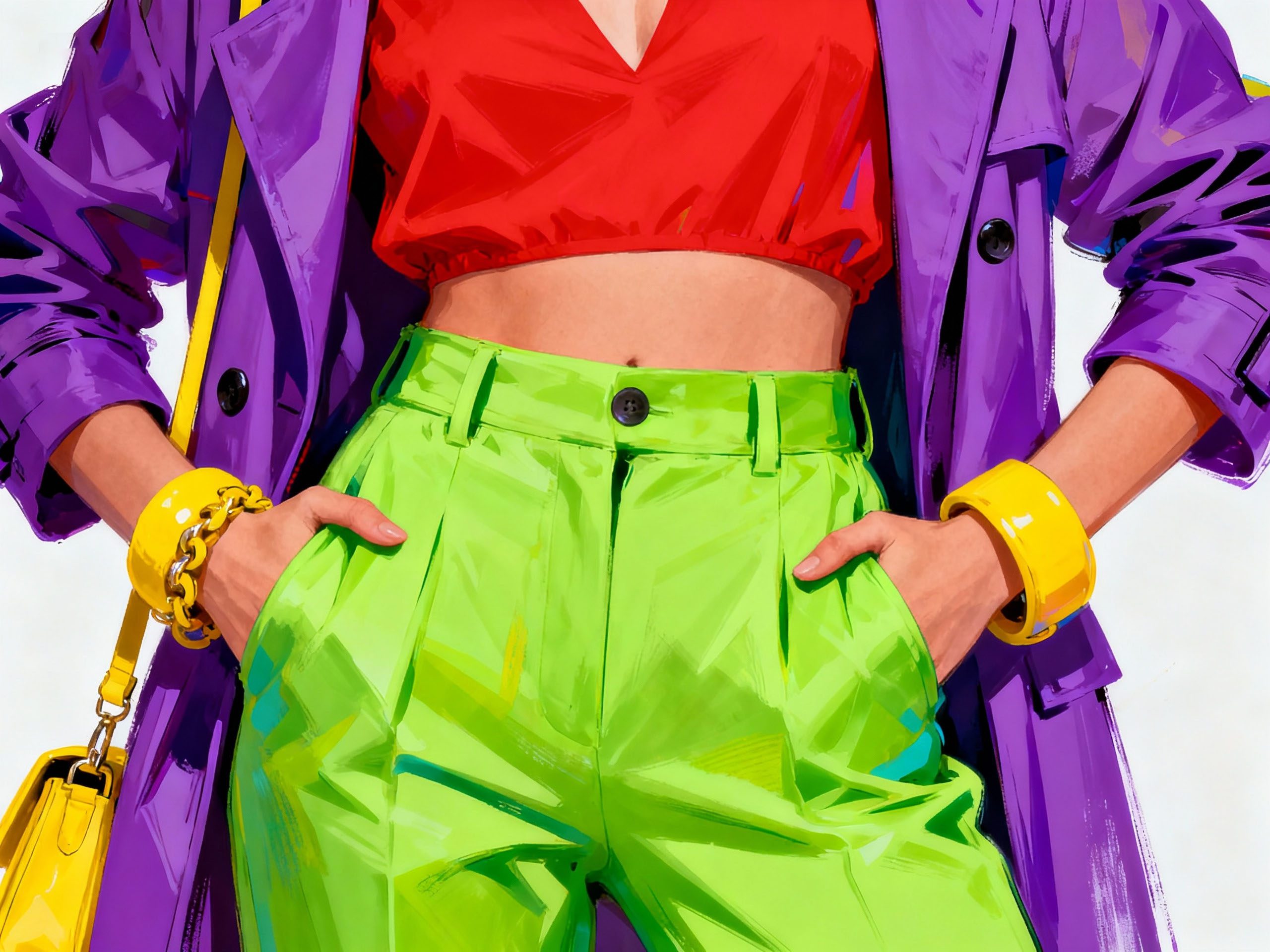 Outfit with too many bold colors causing clash