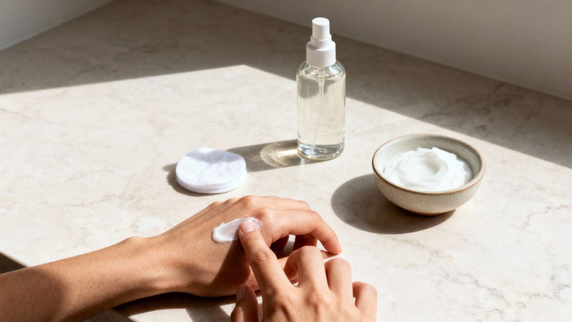 Minimal natural beauty routine supporting healthy skin