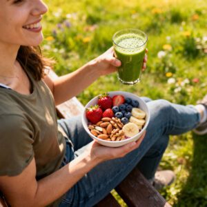 woman eating healthy energy foods