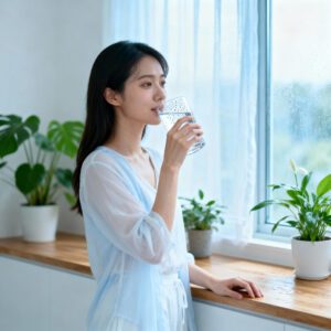 woman drinking water for hydration