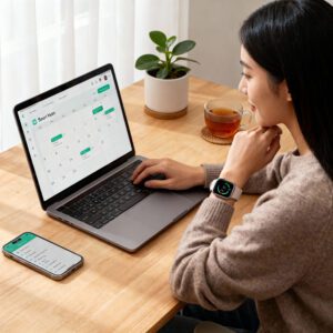 woman building smart habits with technology