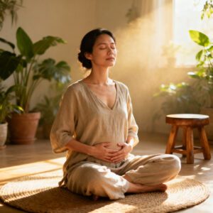 woman practicing stress management techniques
