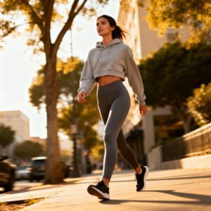 woman walking for fitness outdoors